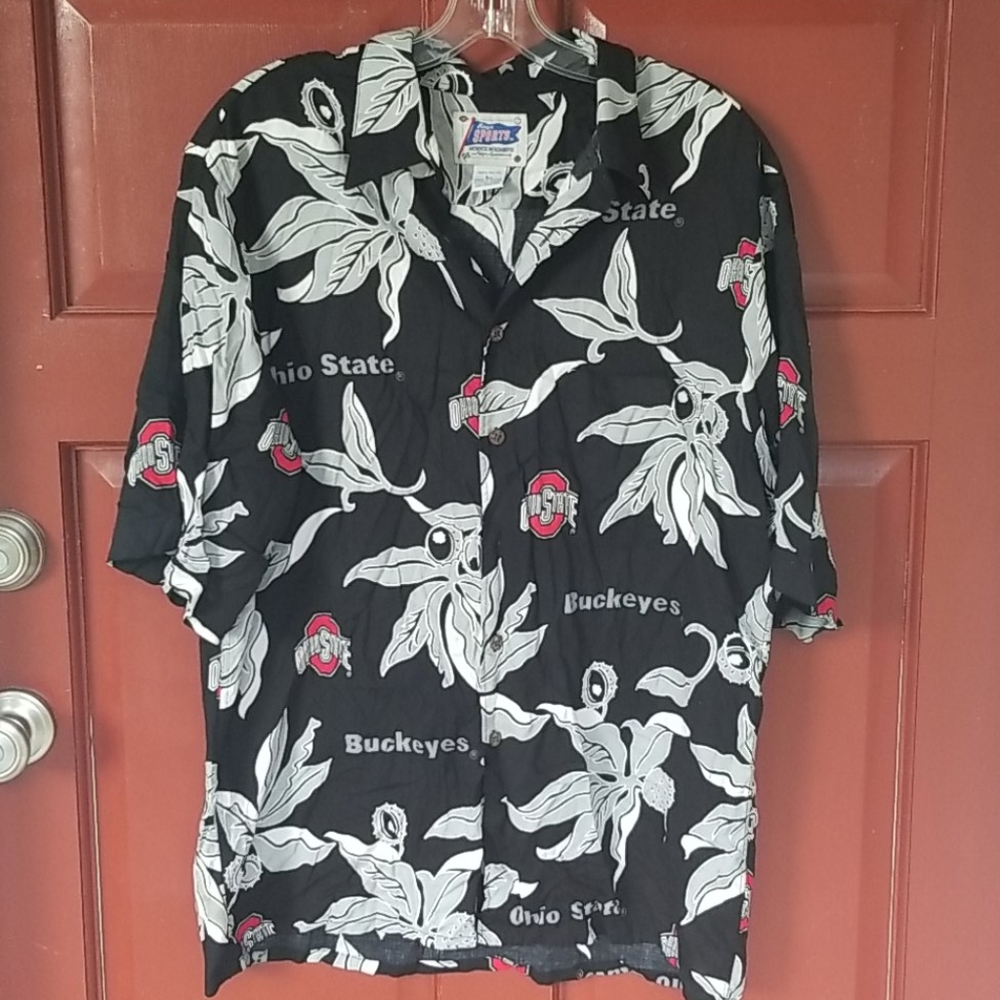 Reyn Sports Ohio State Buckeyes Hawaiian Shirt EUC